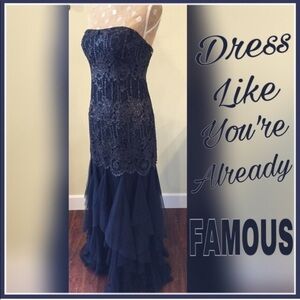 Aiden MATTOX Blue Strapless Formal Dress